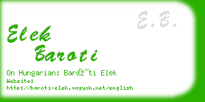 elek baroti business card